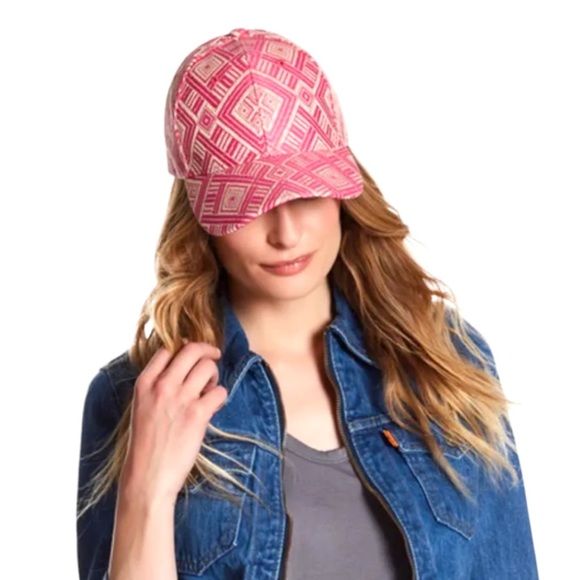 Magid Pattern Baseball Cap Cool Straw Fuchsia Breathable Hat From Nordstrom NWT - Picture 4 of 10